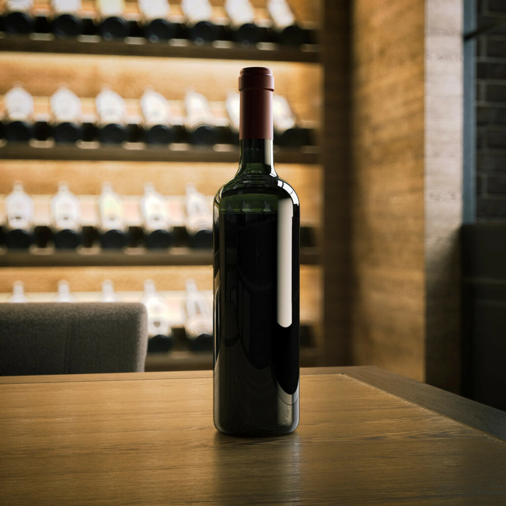 étagère de bouteilles de vin avec éclairage led