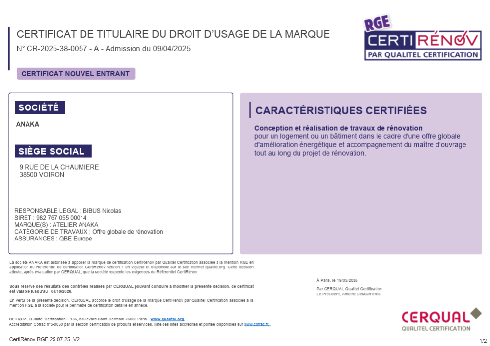 certificat RGE anaka